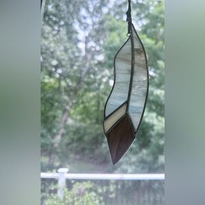 Handmade Etsy Stained Glass Feather W/ Detailed Hanging Rope